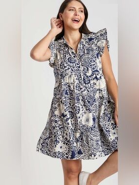 Umgee Floral Babydoll Dress- Size Medium